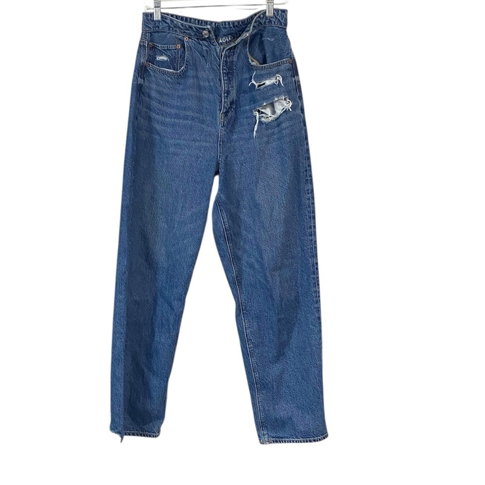 American Eagle Highest Waist Ripped Baggy Straight Jeans
Distressed 12 short